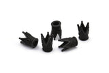 6 Oxidized Brass Black Crown Beads (11x9mm) R075 S437