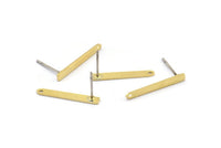 Pirinç Dikdörtgen Küpe, 1 Delikli 12 Ham Pirinç Çubuk Küpe (20x2,5x0,7 mm) M03346 A2867