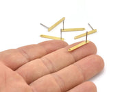 Pirinç Dikdörtgen Küpe, 1 Delikli 12 Ham Pirinç Çubuk Küpe (20x2,5x0,7 mm) M03346 A2867