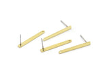 Brass Rectangle Earring, 12 Raw Brass Stick Stud Earrings With 1 Hole (25x2.5x0.8mm) M03347 A2863