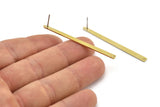Brass Rectangle Earring, 8 Raw Brass Stick Stud Earrings With 1 Hole (50x3x2.5x0.8mm) M03353 A2868