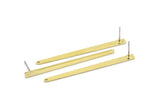 Brass Rectangle Earring, 8 Raw Brass Stick Stud Earrings With 1 Hole (50x3x2.5x0.8mm) M03349 A2865