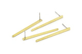 Brass Rectangle Earring, 10 Raw Brass Stick Stud Earrings With 1 Hole (40x3x2.5x0.8mm) M03348 A2298