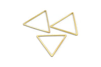 Gold Triangle Charm, 12 Gold Tone Brass Open Triangle Ring Charms (32x1mm) D1456