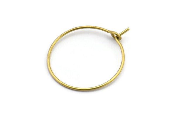 Brass Earring Wires, 50 Raw Brass Ear Hoop (20x0.7mm) Bs 1243