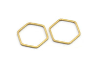 Hexagon Ring Charm, 50 Raw Brass Hexagon Connectors (16x0.80mm) Bs-1165