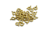 Brass Spring Clasp, 50 Raw Brass Round Spring Ring Clasps (7mm) 17026 A0427