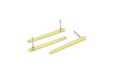 Brass Rectangle Earring, 12 Raw Brass Stick Stud Earrings With 1 Hole (30x2.5x0.8mm) M03362 A2871