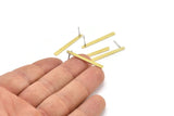 Brass Rectangle Earring, 12 Raw Brass Stick Stud Earrings (30x2.5x0.8mm) M03360 A2872