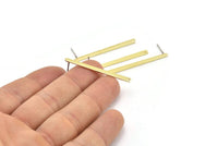 Pirinç Dikdörtgen Küpe, 1 Delikli 12 Ham Pirinç Çubuk Küpe (40x3x2,5x0,8 mm) M03352 A2873