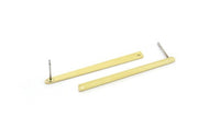 Pirinç Dikdörtgen Küpe, 1 Delikli 12 Ham Pirinç Çubuk Küpe (40x3x2,5x0,8 mm) M03352 A2873