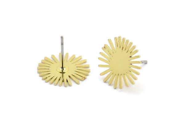 Küpe Çivisi, 12 Ham Pirinç - Düzensiz Şekilli Çivili Küpeler - Pirinç Küpeler - Küpeler (13x0,60 mm) A2937