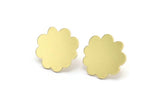 Earring Studs, 8 Raw Brass - Cloud Shaped Stud Earrings - Brass Earrings - Earrings (15x16x0.60mm) A2940