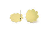 Earring Studs, 8 Raw Brass - Cloud Shaped Stud Earrings - Brass Earrings - Earrings (15x16x0.60mm) A2940
