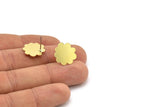 Earring Studs, 8 Raw Brass - Cloud Shaped Stud Earrings - Brass Earrings - Earrings (15x16x0.60mm) A2940