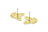 Brass Butterfly Earring, 10 Raw Brass Butterfly Shaped Stud Earrings (14x13x0.60mm) A2934