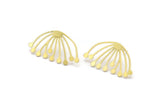 Brass Dandelion Earring, 8 Raw Brass Taraxacum Shaped Stud Earrings (14x24x0.60mm) A2939