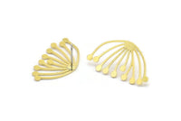 Brass Dandelion Earring, 8 Raw Brass Taraxacum Shaped Stud Earrings (14x24x0.60mm) A2939