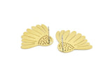 Brass Flower Earring, 6 Raw Brass Flower Shaped Stud Earrings (20x26x0.60mm) A2943