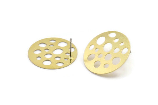 Pirinç Yuvarlak Küpe, 6 Ham Pirinç Yuvarlak Şekilli Küpe (24x0,60 mm) A2936
