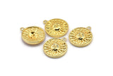 Gold Sun Charm, 2 Gold Plated Brass Sun Charms With 1 Loop, CZ Pave Charms, Zircon Sun Charms (22x18mm) SY0307