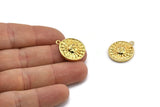 Gold Sun Charm, 2 Gold Plated Brass Sun Charms With 1 Loop, CZ Pave Charms, Zircon Sun Charms (22x18mm) SY0307