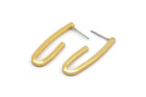 Earring Studs, 2 Gold Plated Brass -  Irregular Shape Earrings - Gold Earrings - Earrings (32x10x2mm) SY0308