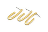 Earring Studs, 2 Gold Plated Brass -  Irregular Shape Earrings - Gold Earrings - Earrings (32x10x2mm) SY0308