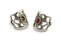 Gümüş Yüzük Ayarı, Antik Gümüş Kaplama Pirinç Duke Yüzük, 1 Taş Ayarlı - Ped Boyutu 4x6mm N1897 H1531