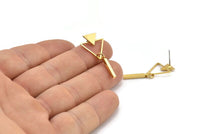 Gold Triangle Earring, 4 Gold Plated Brass Triangle Stud Earrings (17x15mm) SY0312