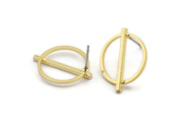 Gold Circle Earring, 4 Gold Plated Brass Round Stud Earrings (20x16mm) SY0321