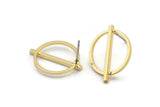 Gold Circle Earring, 4 Gold Plated Brass Round Stud Earrings (20x16mm) SY0321