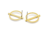Gold Circle Earring, 4 Gold Plated Brass Round Stud Earrings (20x16mm) SY0321