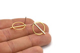 Gold Circle Earring, 4 Gold Plated Brass Round Stud Earrings (20x16mm) SY0321
