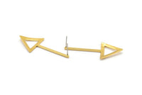 Gold Triangle Earring, 2 Gold Plated Brass Triangle Shaped Stud Earrings (48mm) SY0346