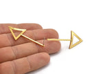 Gold Triangle Earring, 2 Gold Plated Brass Triangle Shaped Stud Earrings (48mm) SY0346