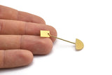 Earring Studs, 2 Gold Plated Brass - Geometric Earrings - Gold Earrings - Earrings (47mm) SY0333