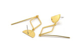 Earring Studs, 2 Gold Plated Brass - Geometric Earrings - Gold Earrings - Earrings (69mm) SY0334