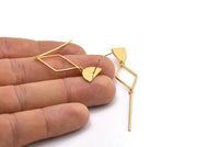 Earring Studs, 2 Gold Plated Brass - Geometric Earrings - Gold Earrings - Earrings (69mm) SY0334