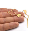 Earring Studs, 2 Gold Plated Brass - Geometric Earrings - Gold Earrings - Earrings (69mm) SY0334