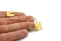 Earring Studs, 2 Gold Plated Brass - Geometric Earrings - Gold Earrings - Earrings (35x26mm) SY0349