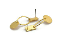 Earring Studs, 2 Gold Plated Brass - Geometric Earrings - Gold Earrings - Earrings (40mm) SY0331