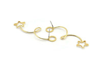Gold Earring Wires, 4 Gold Plated Brass Wire Earring Studs, Wire Star (50mm) SY0322