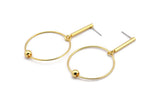 Gold Wire Earring, 2 Gold Plated Brass Earring Wires, Stick Stud Earrings (35x1 - 23x2.5mm) SY0335