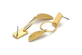 Earring Studs, 2 Gold Plated Brass - Geometric Earrings - Gold Earrings - Earrings (46mm) SY0329