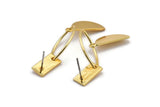 Earring Studs, 2 Gold Plated Brass - Geometric Earrings - Gold Earrings - Earrings (46mm) SY0329