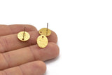 Gold Round Earring, 6 Hammered Gold Plated Brass Round Stud Earrings With 1 Hole, Findings (12x0.80mm) M01519 A2423