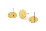 Gold Round Earring, 6 Hammered Gold Plated Brass Round Stud Earrings With 1 Hole, Findings (12x0.80mm) M01519 A2423