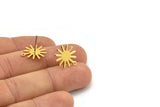 Gold Sun Earring, 6 Gold Plated Brass Sun Stud Earrings With 1 Loop (17x15x0.80mm) M01307 A2392 Q0492