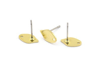 Brass Leaf Earring, 12 Raw Brass Tiny Leaf Shaped Stud Earrings With 1 Hole (10x6x0.80mm) M03325 A2880